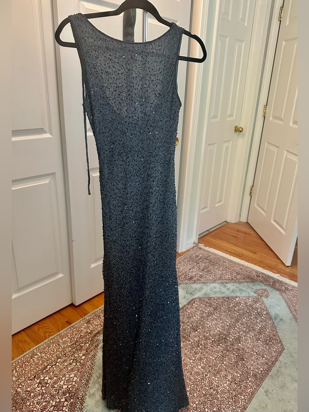 Stenay Elegant Beaded Sleeveless Evening Gown -Gray Color